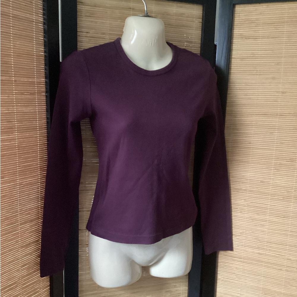 Vintage Y2K Weavers Girl Cropped Long Sleeve Tee Sz S EUC purple - Picture 2 of 10